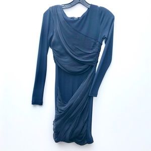 Alice & Olivia Navy Chiffon Goddess Dress …